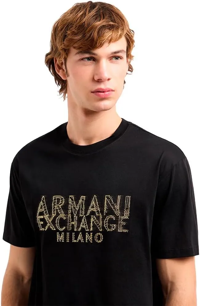 Armani Exchange Men's Ax Milano Black & Gold T-Shirt