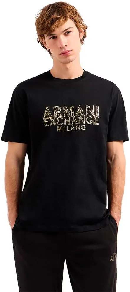 Armani Exchange Men's Ax Milano Black & Gold T-Shirt