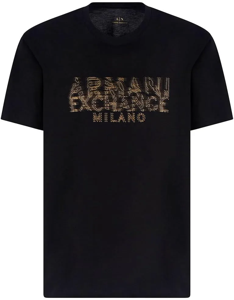 Armani Exchange Men's Ax Milano Black & Gold T-Shirt