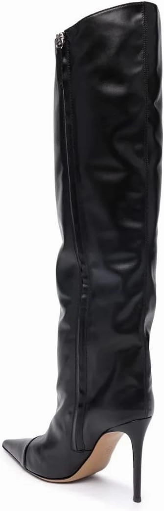Arqa Metallic Boots for Women Pointed Toe High Stiletto Heel Knee High Boot Fashion Chrome Zipper Boot Dressy Party Shoes