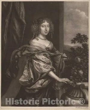 Art Print : Wallerant Vaillant, Portrait of a Lady Beside a Rose Bush, c. 1655, Historic Wall Décor : 08in x 10in