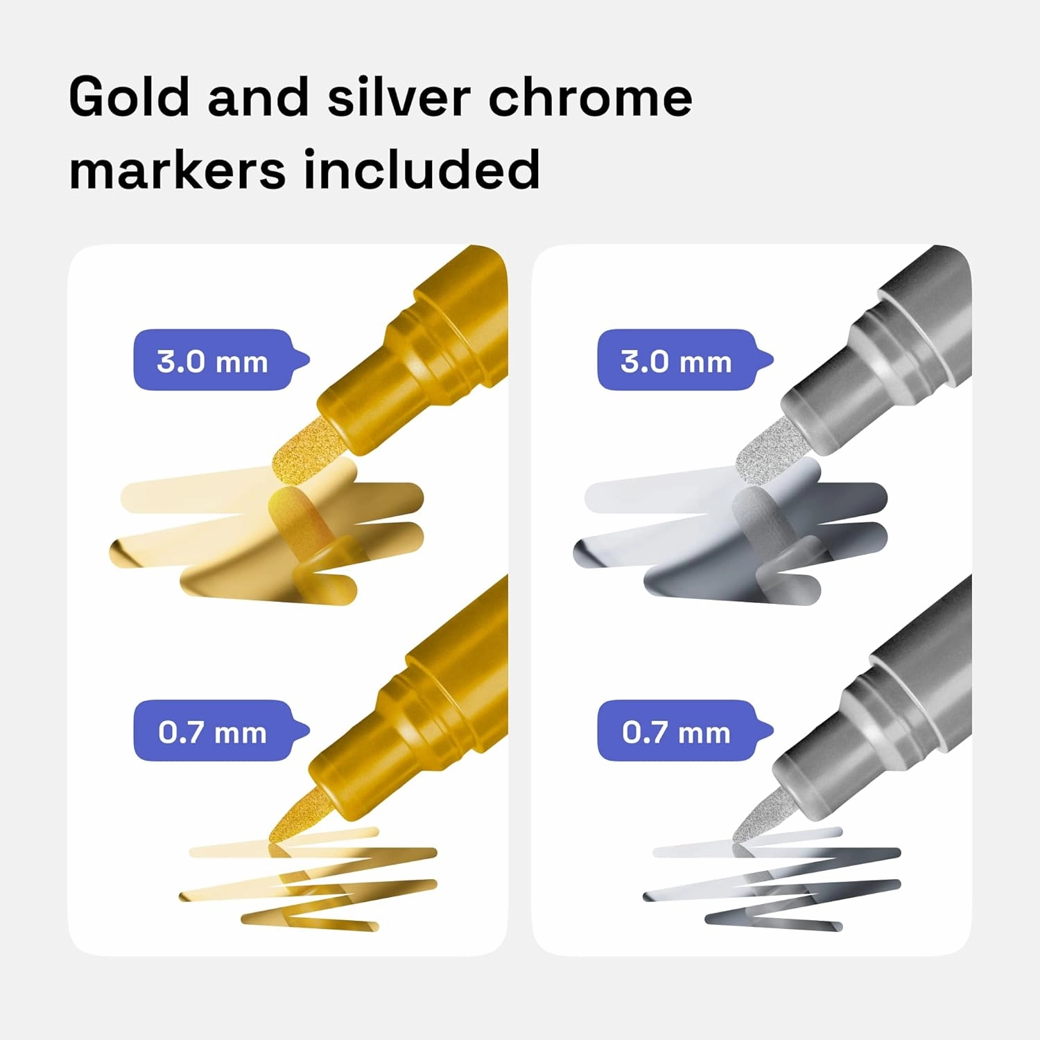 ARTISTRO 24 Dual-Tip Acrylic Paint Markers - Medium   Fine Tip Combo - 22 Bright Colors   2 Metallic Chrome Paint Pens