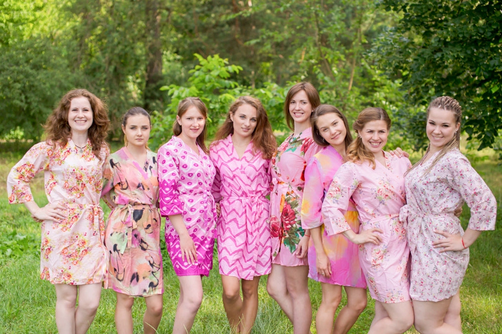 Assorted Pink Robes, Shades of Pink Bridesmaids Robes