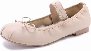 Athlefit Women's Flats Mary Jane Ballet Flats Shoes Comfortable Cute Ballerina Dressy Casual Walking Nude Flats with Strap Size 10