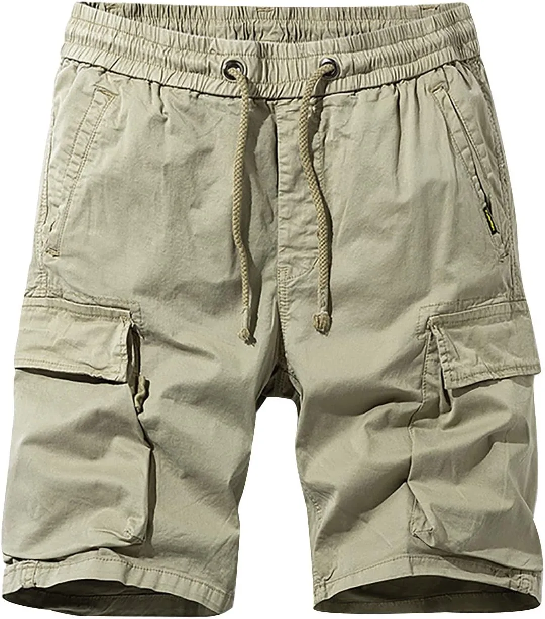 Athletic Shorts for Men 5 Inch Inseam Classic Fit Elastic Waist Drawstring Camo Shorts with Pockets Linen Shorts