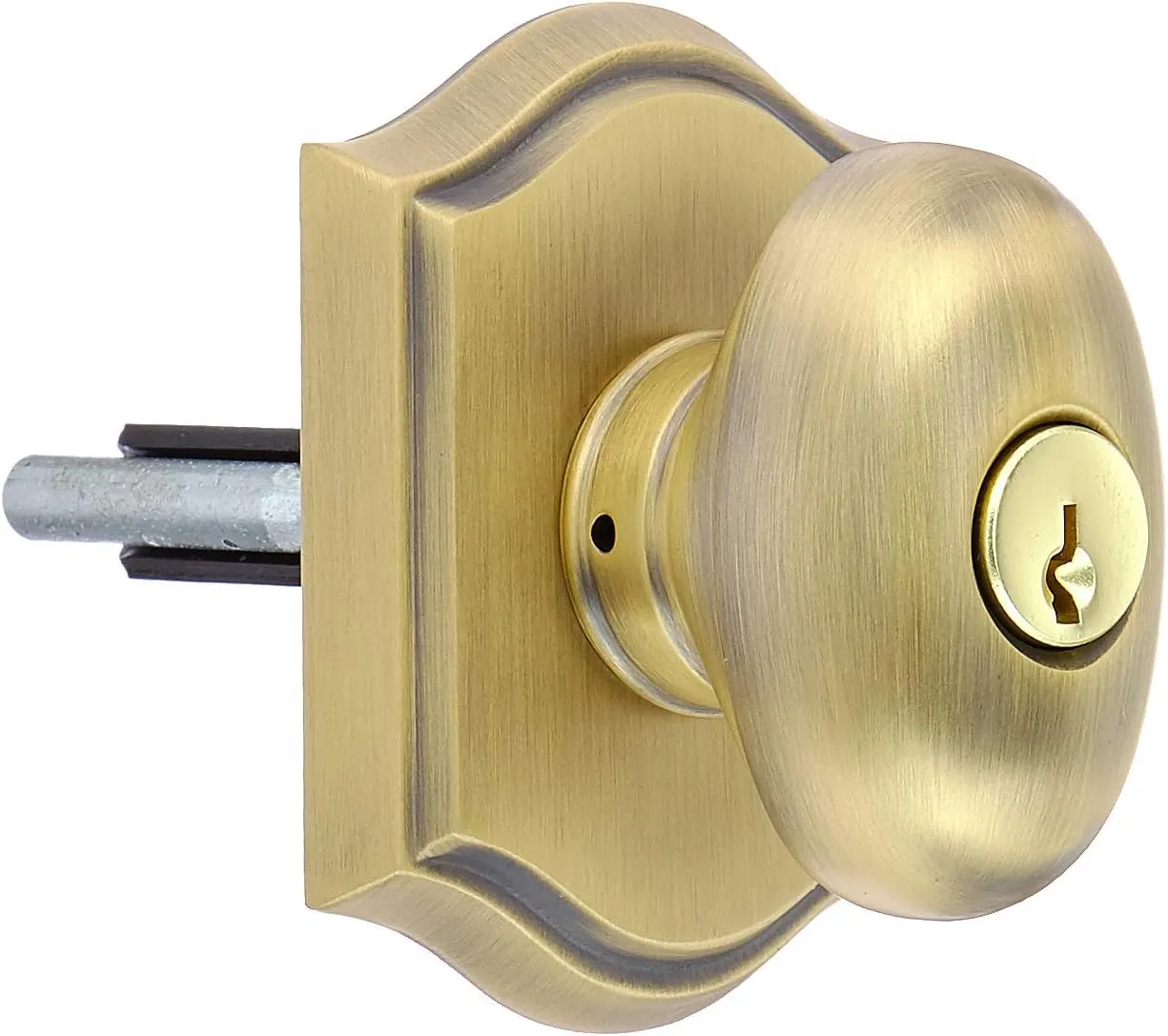 Baldwin ENELLTAR049 Reserve Entry Lockset x Ellipse with Traditional Arch Rose, Matte Brass & Black Finish