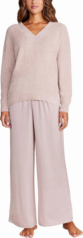 Barefoot Dreams CozyChic Lite V-Neck Seamed Pullover, Women’s Pullover, Great for Gym, Super Soft Sweater