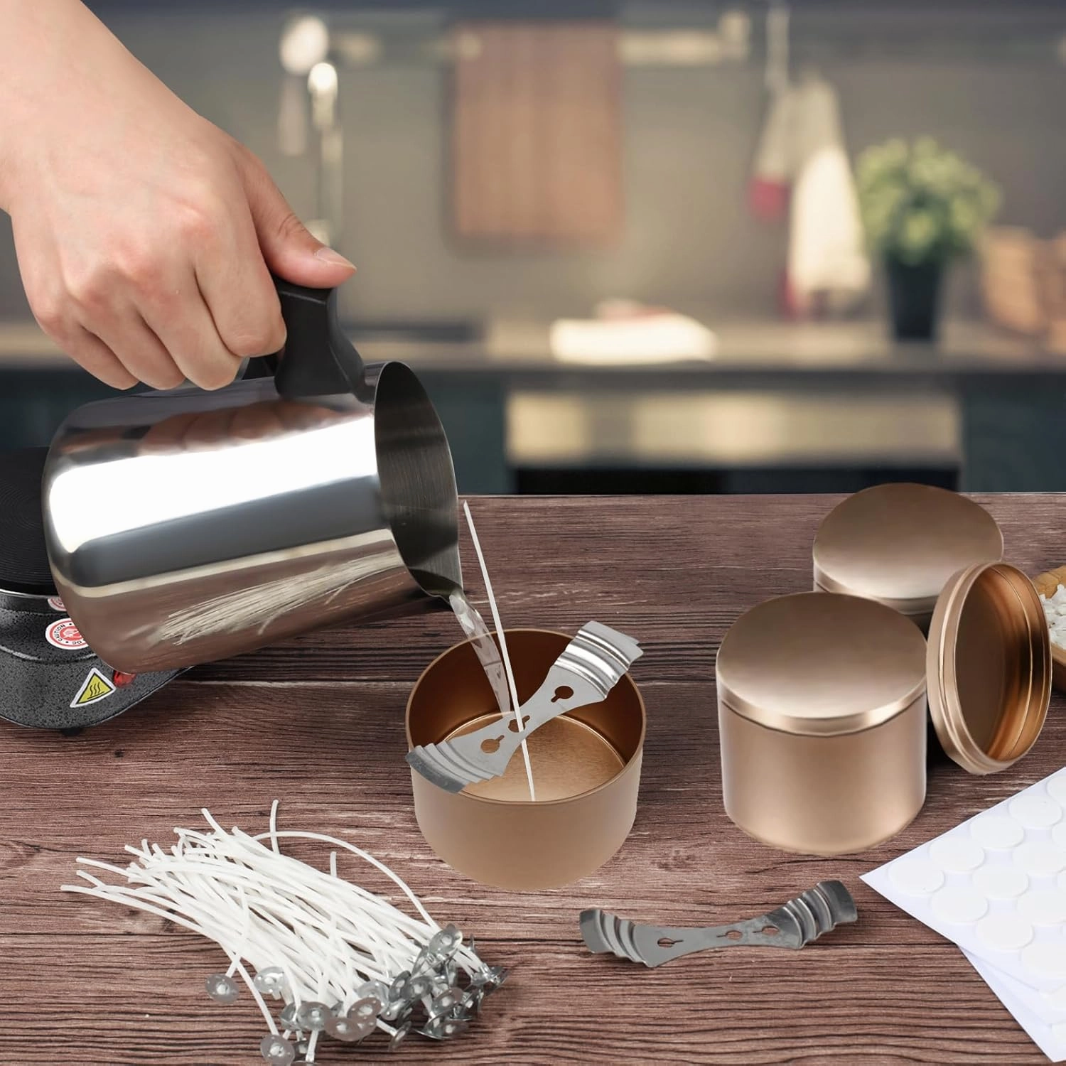 BBAXI 24 PCS 4OZ Rose Gold Candle Tins, Empty Candle Tin with Lids for DIY Candles Making, Matte Full Rose Gold Candle Jars for Candle Making, Empty Metal Candle Container for Making Candles