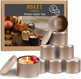 BBAXI 24 PCS 4OZ Rose Gold Candle Tins, Empty Candle Tin with Lids for DIY Candles Making, Matte Full Rose Gold Candle Jars for Candle Making, Empty Metal Candle Container for Making Candles