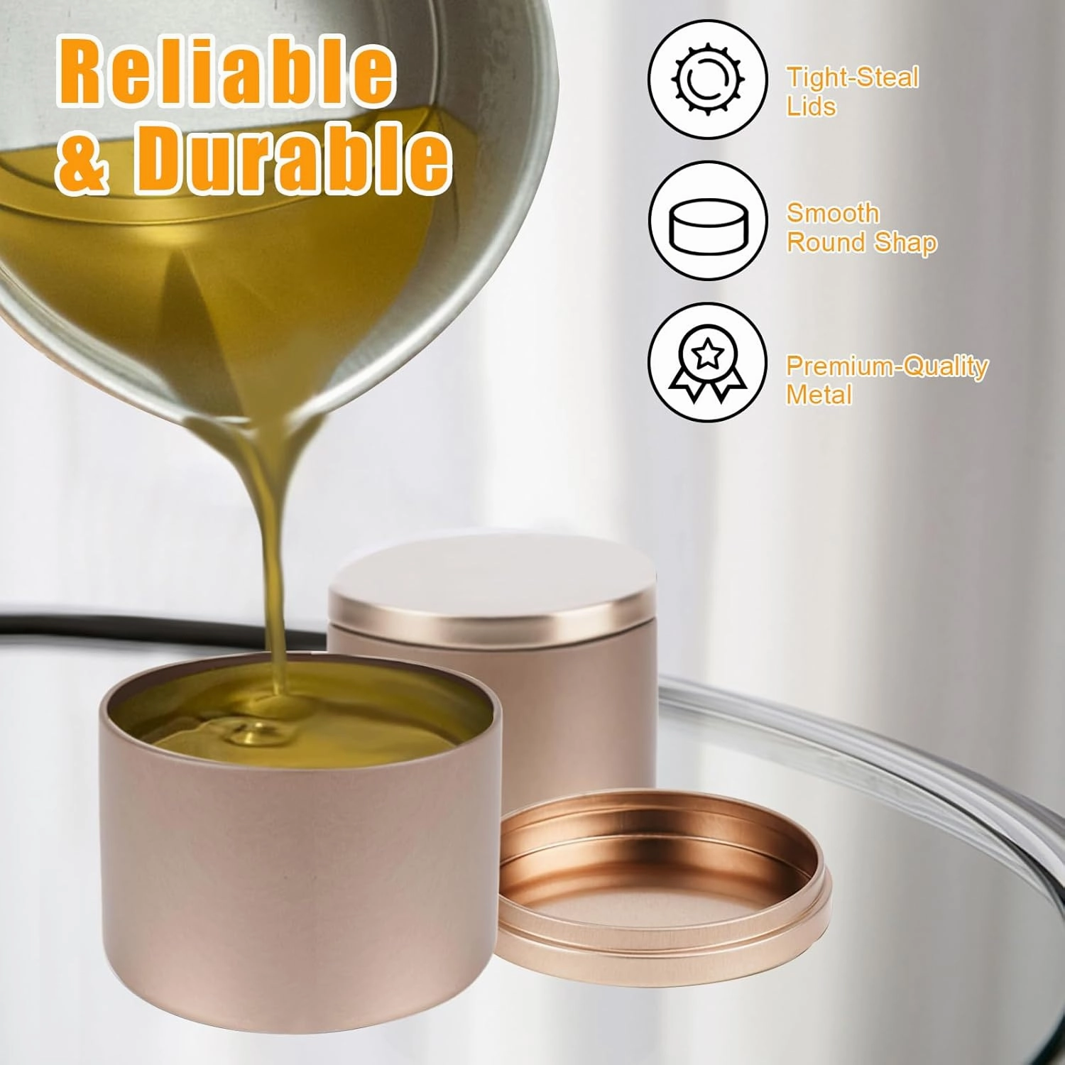 BBAXI 24 PCS 4OZ Rose Gold Candle Tins, Empty Candle Tin with Lids for DIY Candles Making, Matte Full Rose Gold Candle Jars for Candle Making, Empty Metal Candle Container for Making Candles