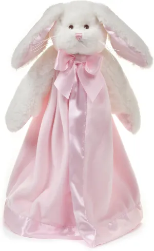 Bearington Baby Bunny Snuggler, 15 Inch Pink Rabbit Plush Stuffed Animal Security Blanket Lovey for Babies