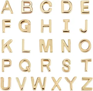 Beebeecraft 1 Box 26Pcs Letter Charms 18K Gold Plated Brass A-Z Alphabet Charms Beads for DIY Craft Flat Bracelet Wristbands Necklace Choker Jewellery Making