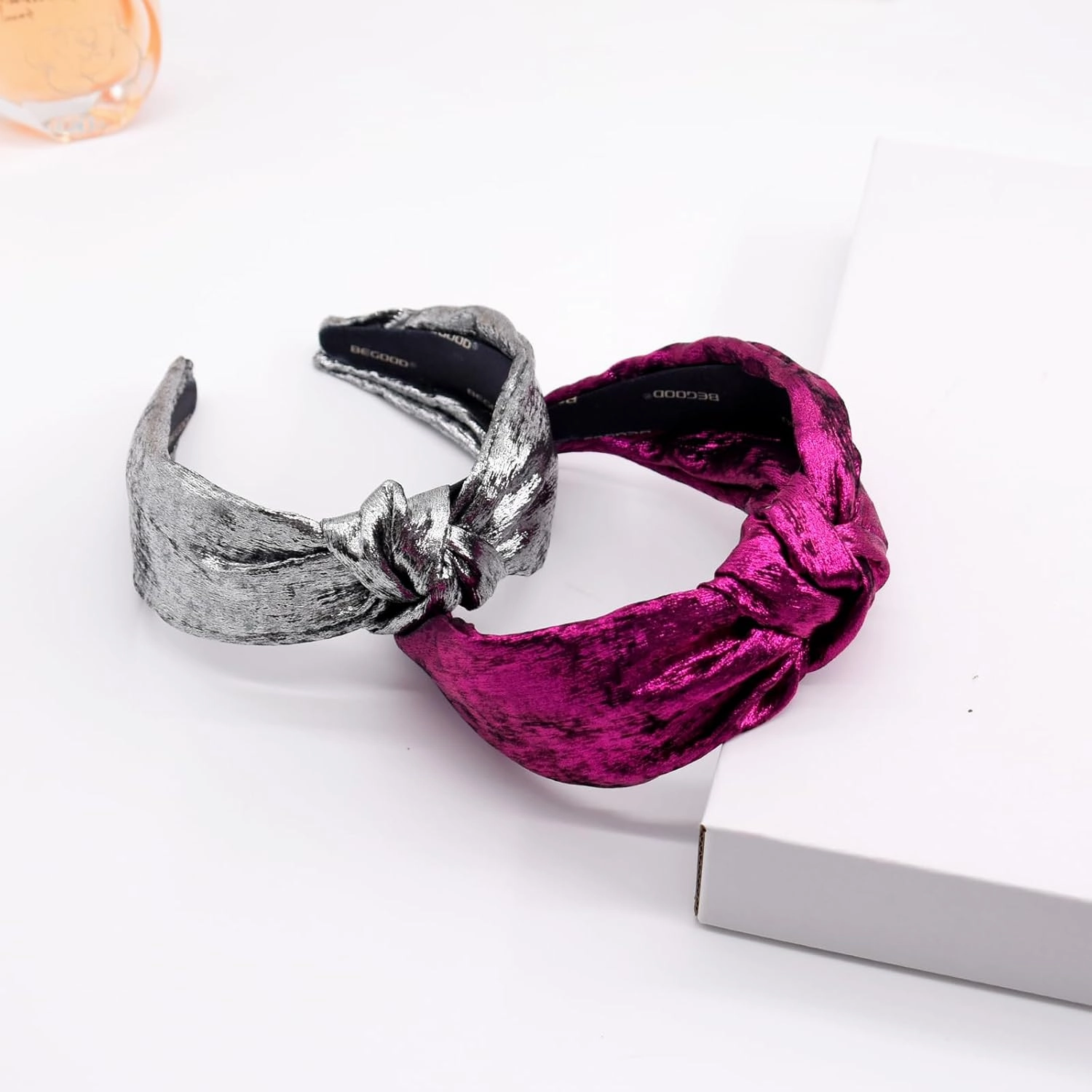 BEGOOD Headbands for Women Metallic Knotted Headband Fashion Top Knot Hairbands Wide Head Band Girls Womens Headbands Turban Hair Accessories 2Pcs