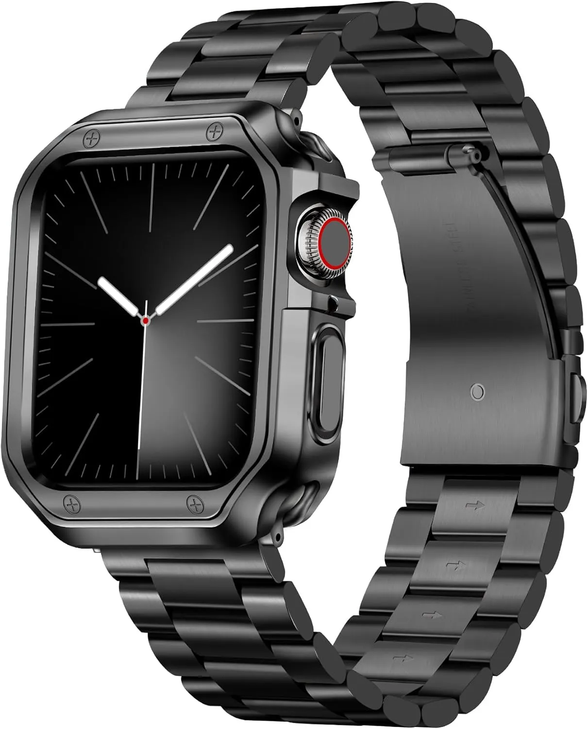 BINLUN Compatible with Apple Watch Band 49mm 46mm 45mm 44mm 42mm 41mm 40mm 38mm Stainless Steel Metal Watch Strap with TPU Watch Case Compatible with iWatch Series Ultra/10/9/8/7/SE2/SE/6/5/4/3/2/1