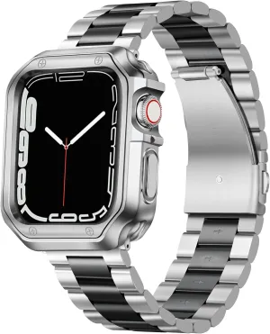 BINLUN Compatible with Apple Watch Band 49mm 46mm 45mm 44mm 42mm 41mm 40mm 38mm Stainless Steel Metal Watch Strap with TPU Watch Case Compatible with iWatch Series Ultra/10/9/8/7/SE2/SE/6/5/4/3/2/1