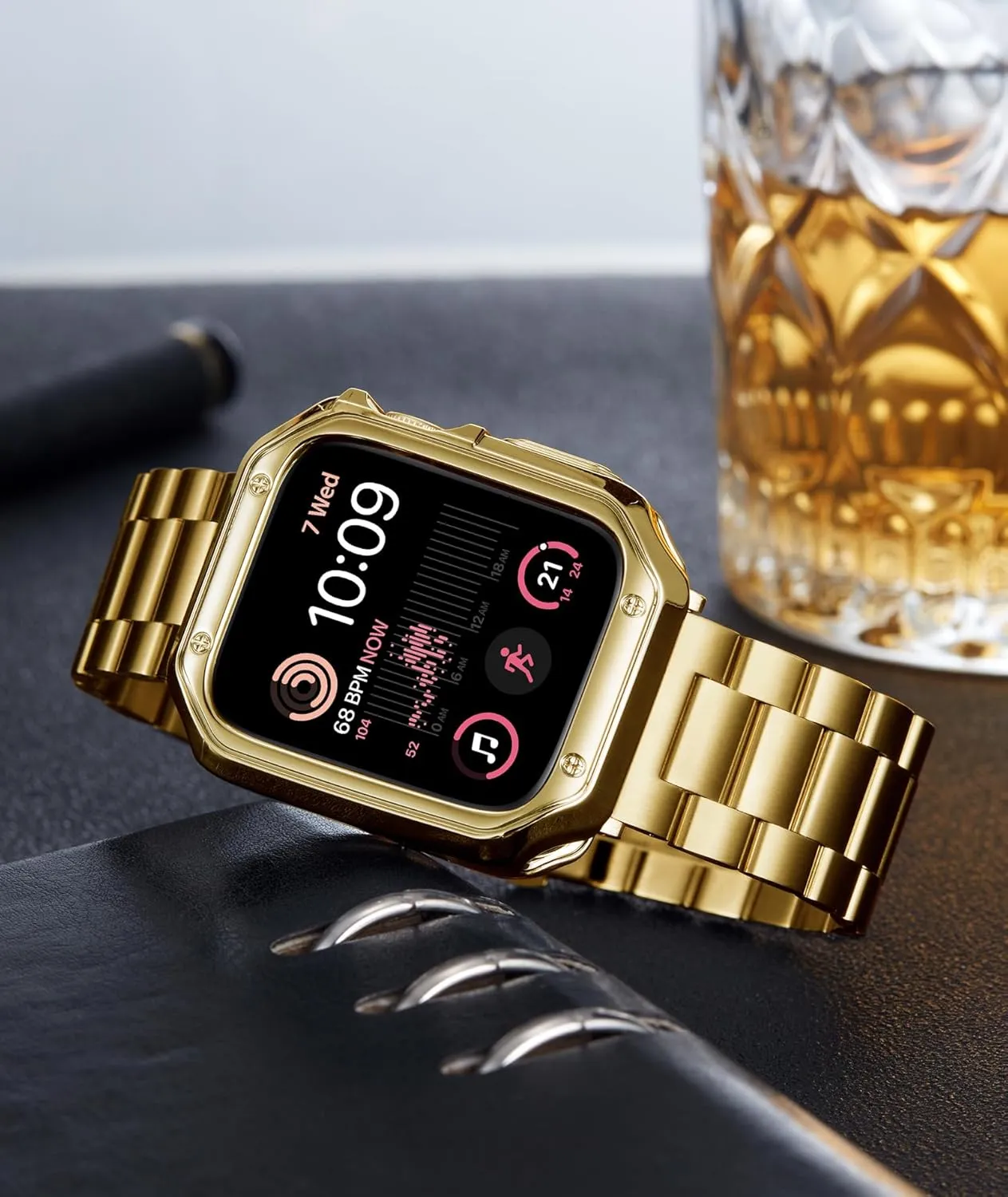 BINLUN Compatible with Apple Watch Band 49mm 46mm 45mm 44mm 42mm 41mm 40mm 38mm Stainless Steel Metal Watch Strap with TPU Watch Case Compatible with iWatch Series Ultra/10/9/8/7/SE2/SE/6/5/4/3/2/1