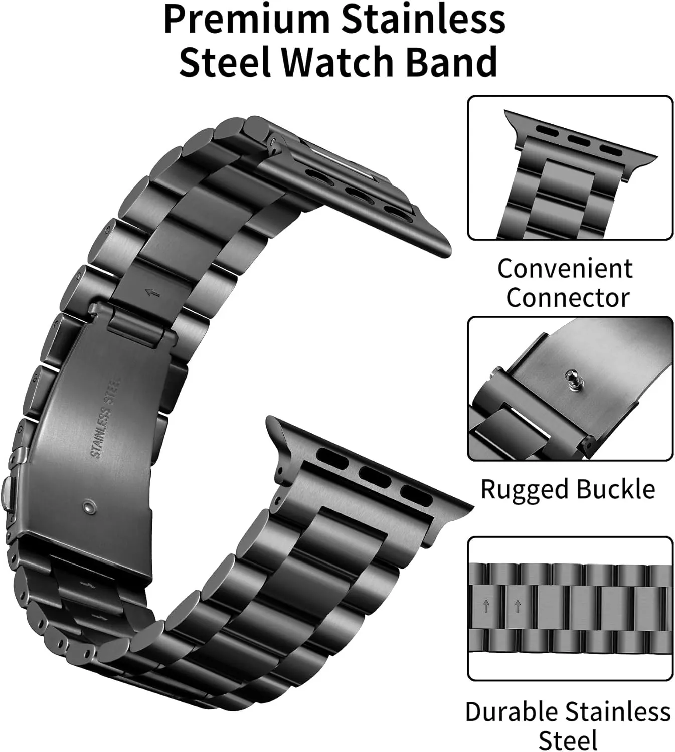 BINLUN Compatible with Apple Watch Band 49mm 46mm 45mm 44mm 42mm 41mm 40mm 38mm Stainless Steel Metal Watch Strap with TPU Watch Case Compatible with iWatch Series Ultra/10/9/8/7/SE2/SE/6/5/4/3/2/1