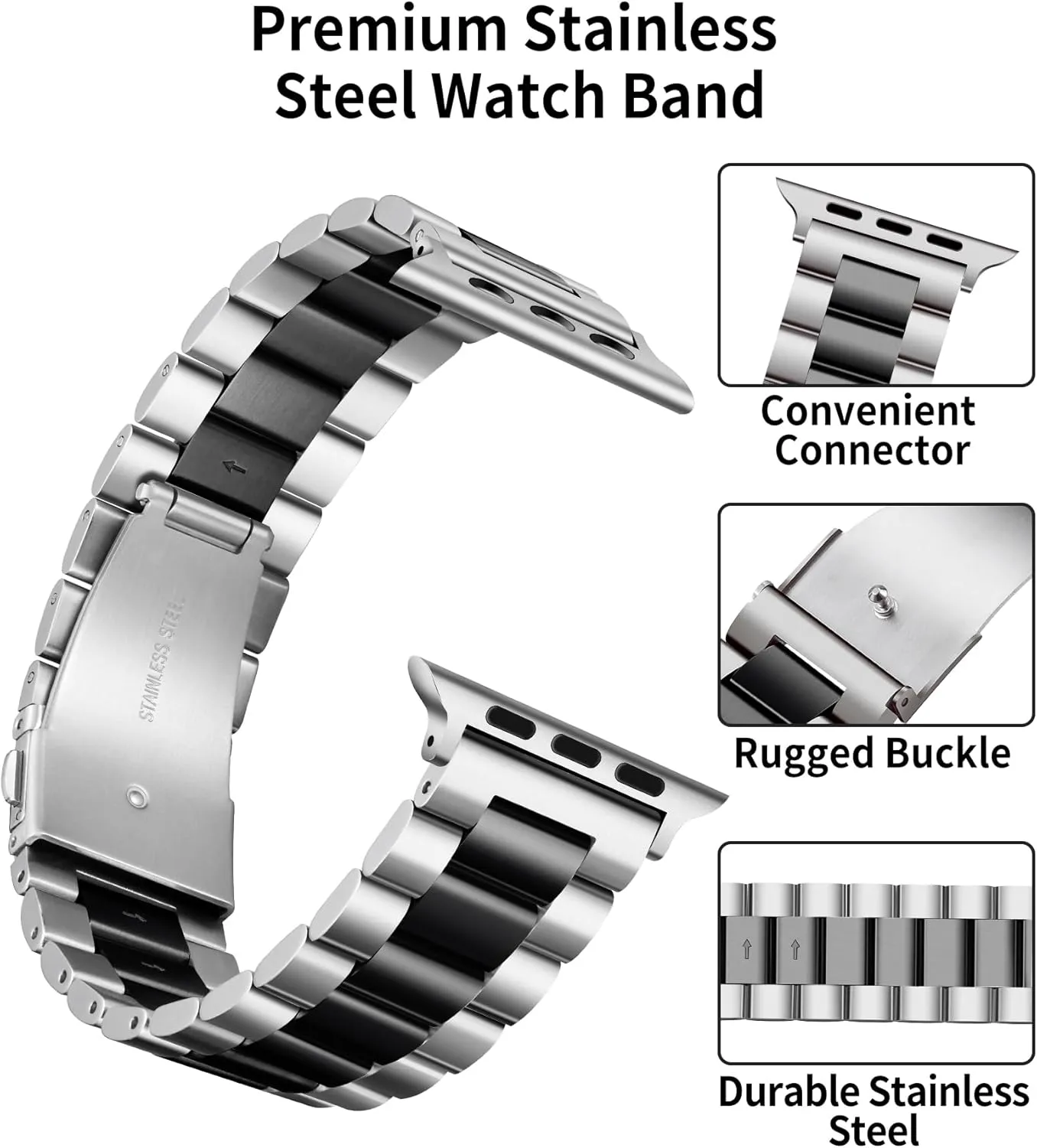 BINLUN Compatible with Apple Watch Band 49mm 46mm 45mm 44mm 42mm 41mm 40mm 38mm Stainless Steel Metal Watch Strap with TPU Watch Case Compatible with iWatch Series Ultra/10/9/8/7/SE2/SE/6/5/4/3/2/1