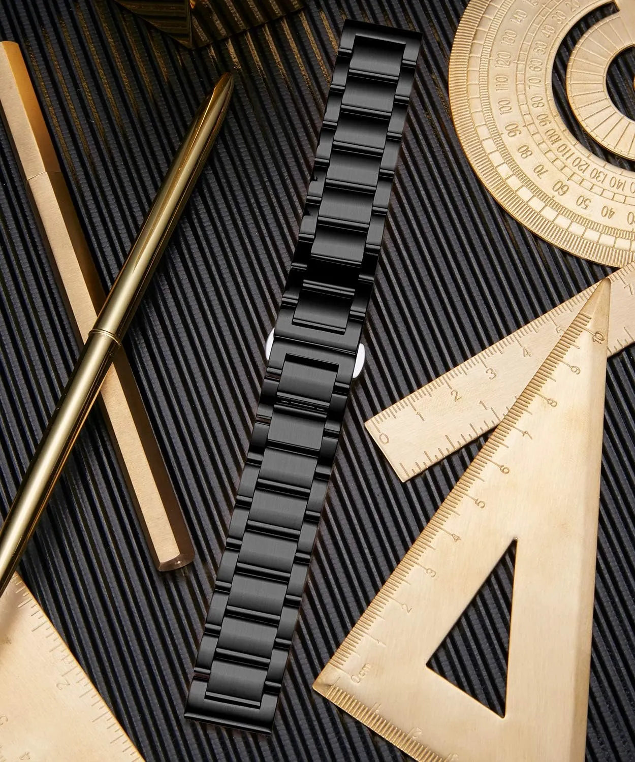 BINLUN Thick Stainless Steel Watch Band Metal Heavy Polished Matte Brushed Finish Watch Strap Replacement for Men Women 16mm/18mm/20mm/21mm/22mm/23mm/24mm/26mm(Brushed Finish Black,26mm)