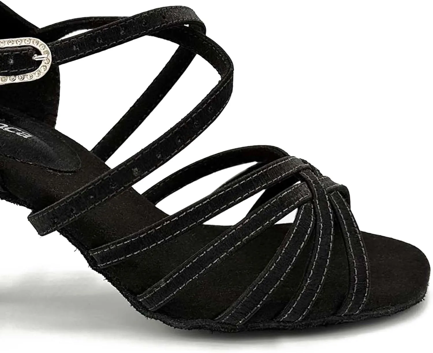 BL304, Cha Cha, Lacey Schwimmer 3" Latin Heels for Dancers, Vegan Leather in Hot Pink, Satin Black, and Leather Caramel