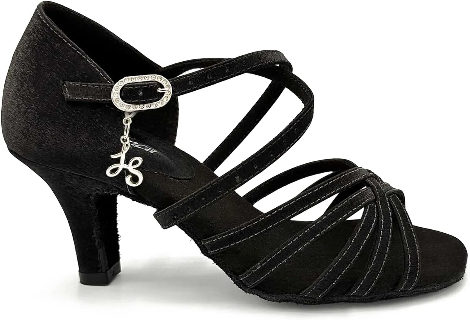 BL304, Cha Cha, Lacey Schwimmer 3" Latin Heels for Dancers, Vegan Leather in Hot Pink, Satin Black, and Leather Caramel
