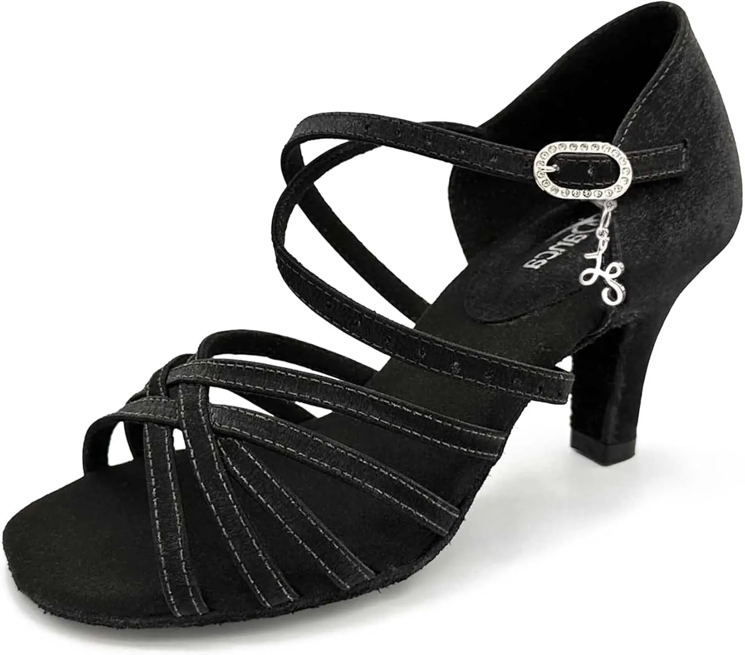 BL304, Cha Cha, Lacey Schwimmer 3" Latin Heels for Dancers, Vegan Leather in Hot Pink, Satin Black, and Leather Caramel