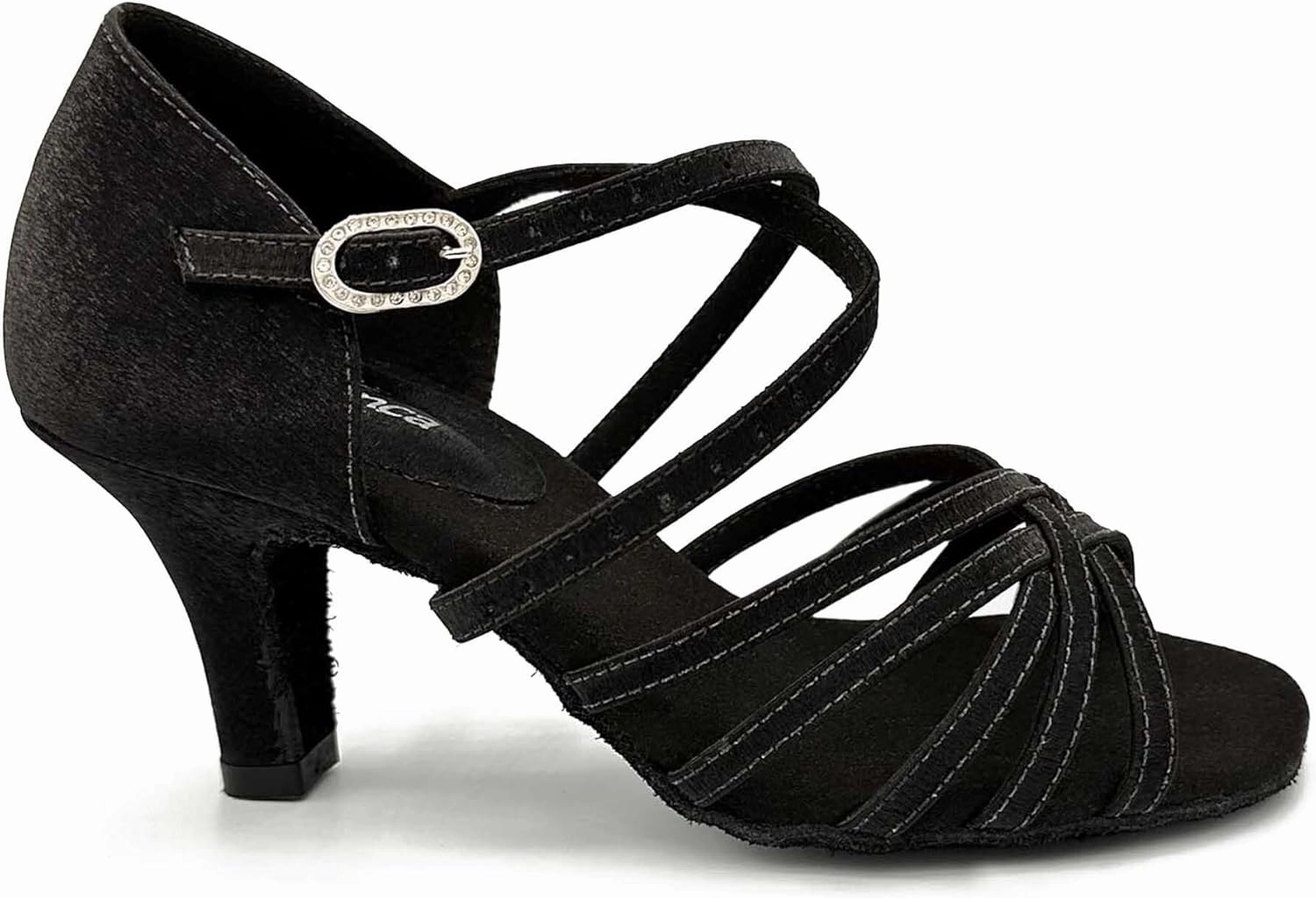 BL304, Cha Cha, Lacey Schwimmer 3" Latin Heels for Dancers, Vegan Leather in Hot Pink, Satin Black, and Leather Caramel