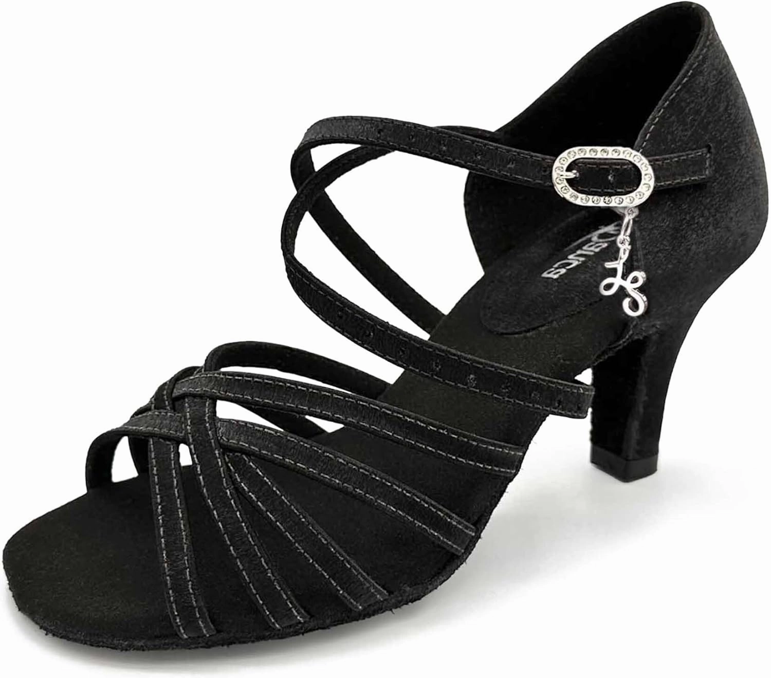BL304, Cha Cha, Lacey Schwimmer 3" Latin Heels for Dancers, Vegan Leather in Hot Pink, Satin Black, and Leather Caramel