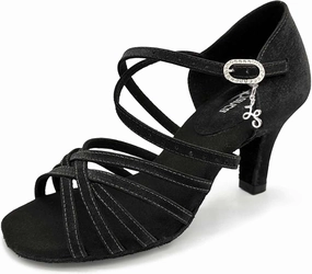 BL304, Cha Cha, Lacey Schwimmer 3" Latin Heels for Dancers, Vegan Leather in Hot Pink, Satin Black, and Leather Caramel