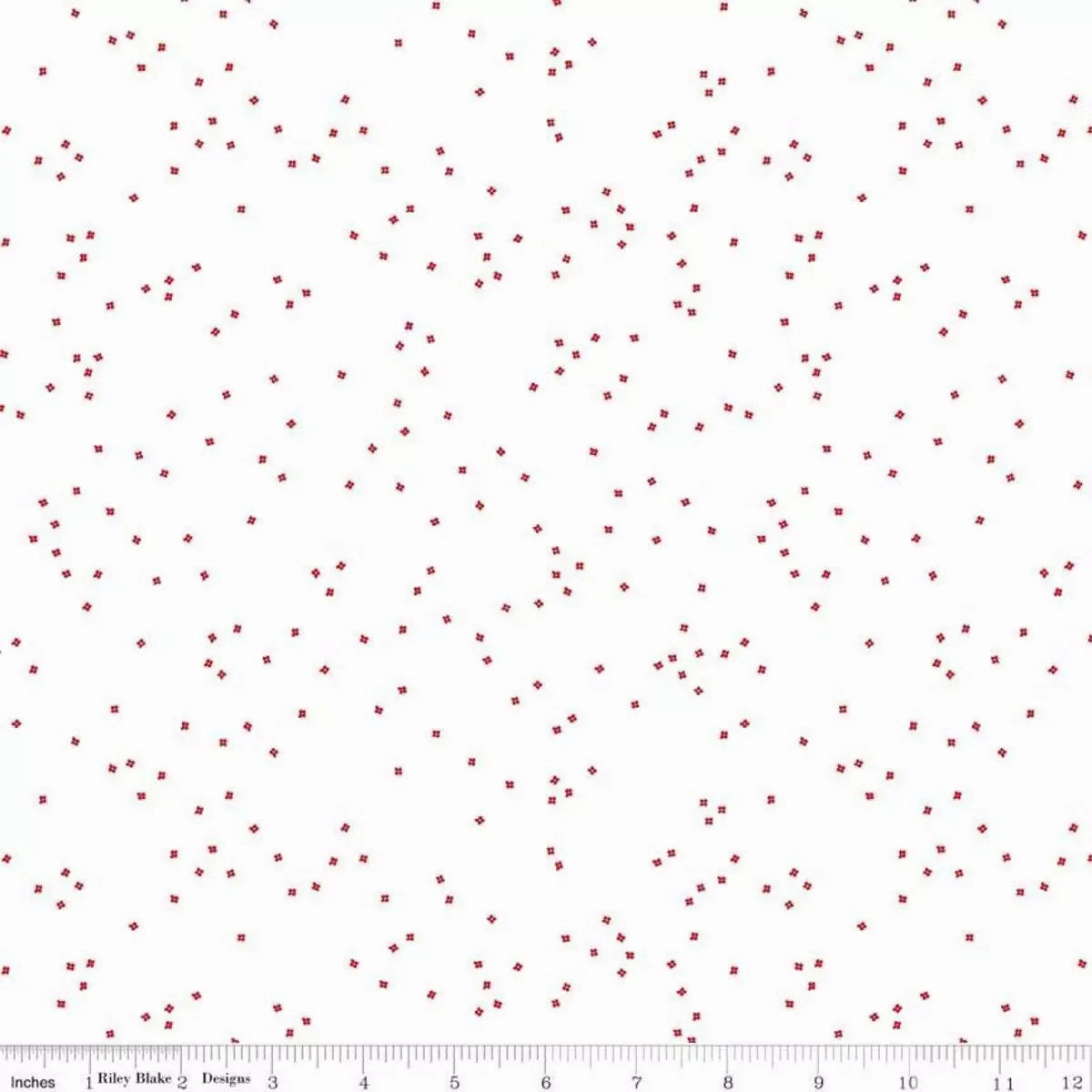Blossom Red on White Fabric Yardage