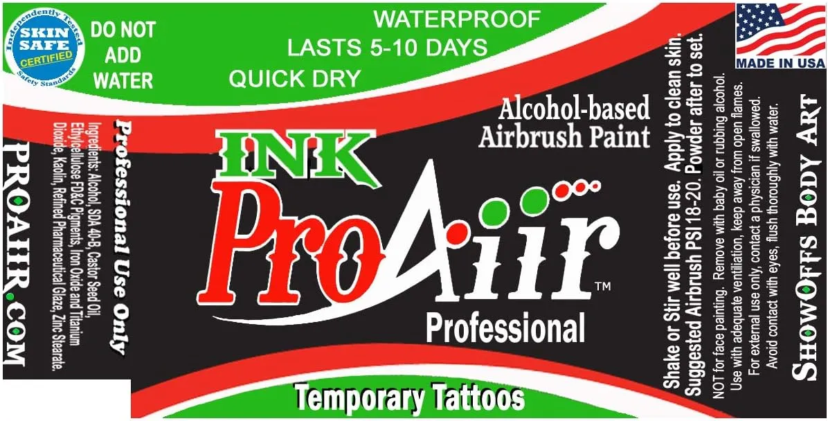 Body Paint - ProAiir Temporary Tattoo Ink - 2.1 oz (60ml) Metallic Silver