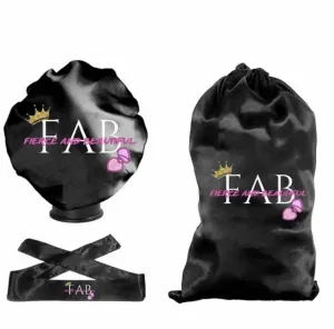 Bonnet And Satin Silk Hair Frontal Wrap Tie Band, Large Satin Drawstring Wig Travel Bag (Pink)
