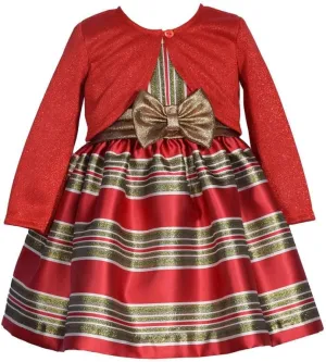 Bonnie Jean Christmas Dress with Red Cardigan for Baby, Toddler, Little and Big Girls