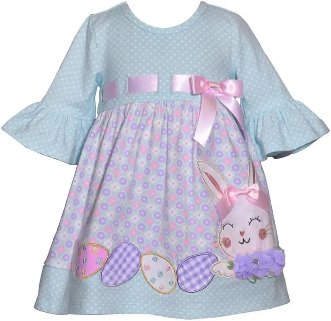 Bonnie Jean Girl's Easter Dress - Knit Bunny Dress for Baby Toddler and Little Girls