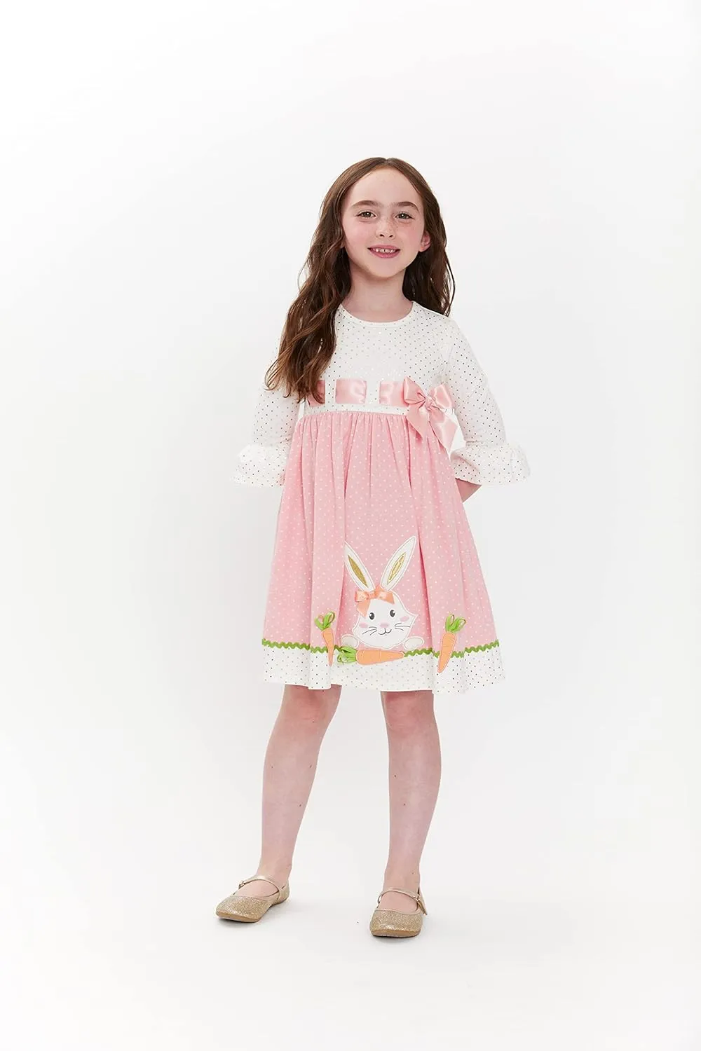 Bonnie Jean Girl's Easter Dress - Pink Bunny Dress for Baby Toddler and Little Girls