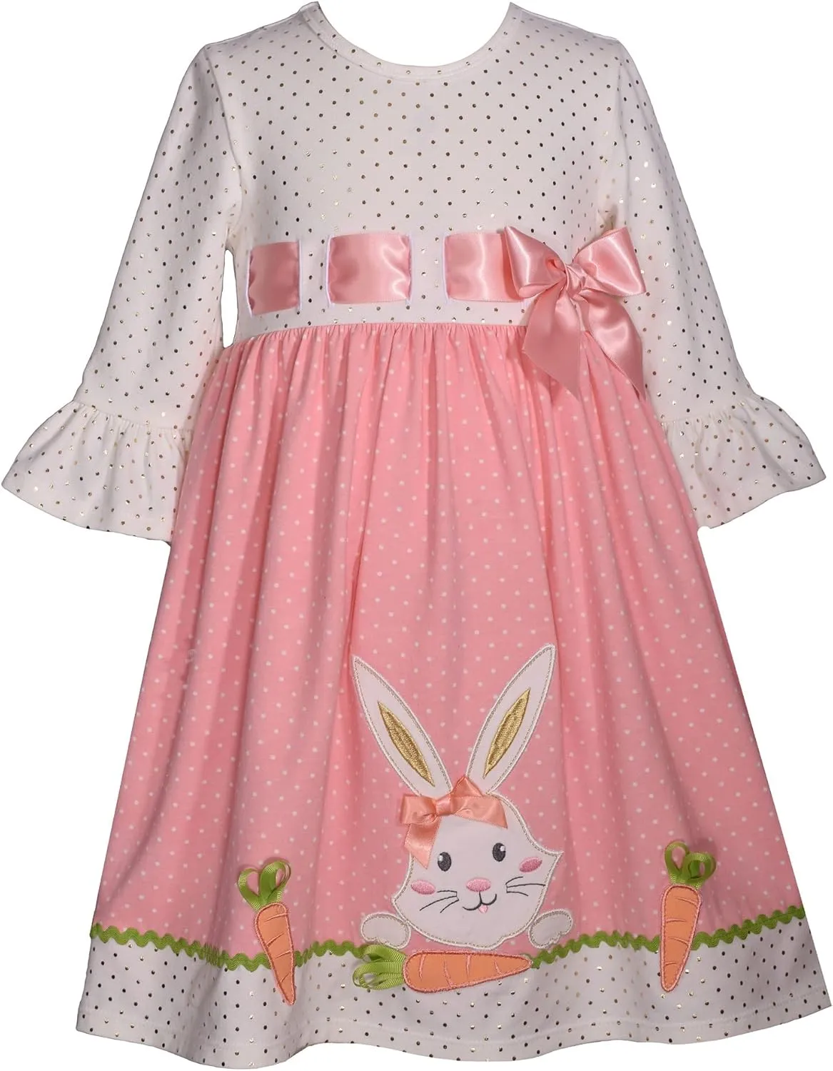 Bonnie Jean Girl's Easter Dress - Pink Bunny Dress for Baby Toddler and Little Girls