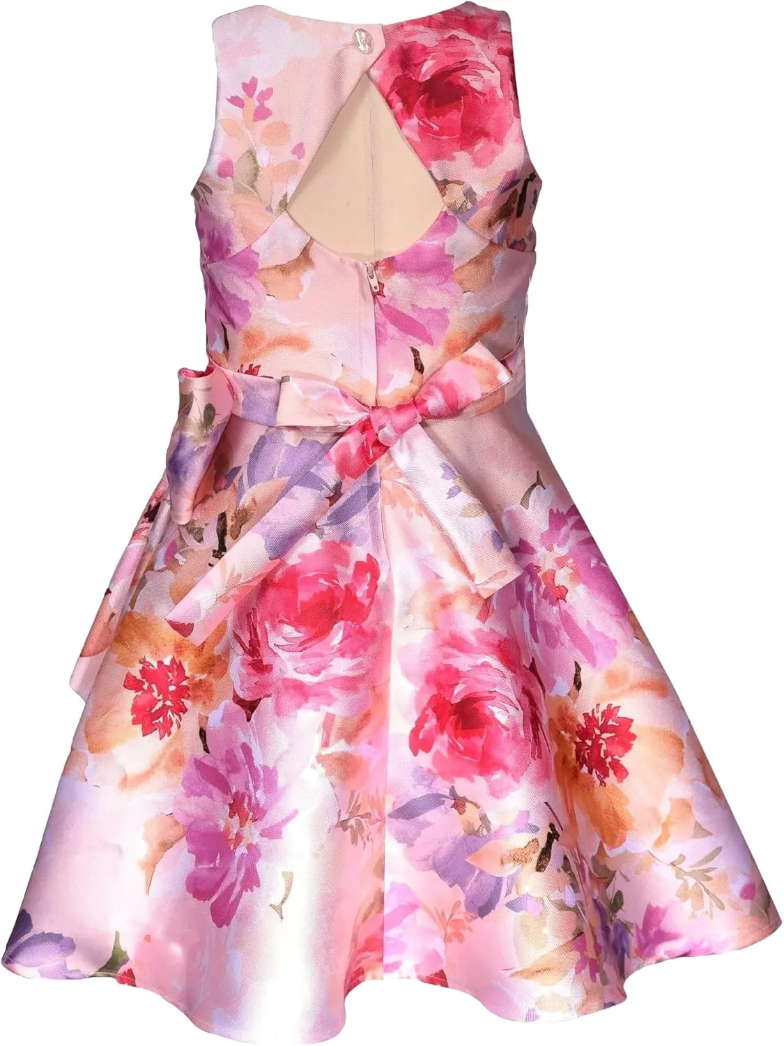 Bonnie Jean Girls Size 12M-16 Floral Mikado Bow Special Occasion Dress