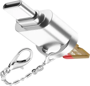 BoxWave Adapter Compatible with Exped Mega Pump - Micro SD Card miniReader, USB Type-C OTG Reader USB3.0 Adapter Keychain - Metallic Silver