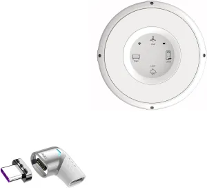 BoxWave Adapter Compatible with Linxura SmartHome Controller - MagnetoSnap PD Angle Adapter, Magnetic Charging Connector Device Saver - Metallic Silver