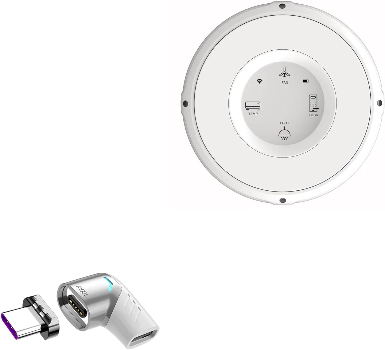 BoxWave Adapter Compatible with Linxura SmartHome Controller - MagnetoSnap PD Angle Adapter, Magnetic Charging Connector Device Saver - Metallic Silver