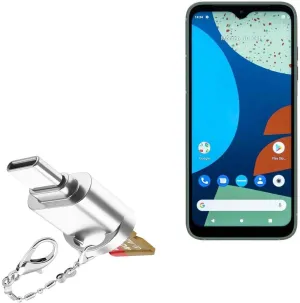 BoxWave Adapter Compatible with Murena Fairphone 4 - Micro SD Card miniReader, USB Type-C OTG Reader USB3.0 Adapter Keychain - Metallic Silver