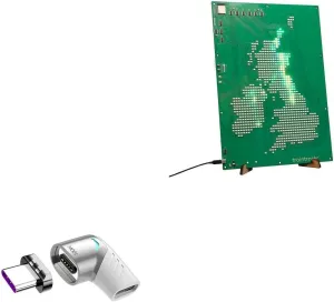 BoxWave Adapter Compatible with Traintrackr UK and Ireland Map Trackr Colour (Large) - MagnetoSnap PD Angle Adapter, Magnetic Charging Connector Device Saver - Metallic Silver
