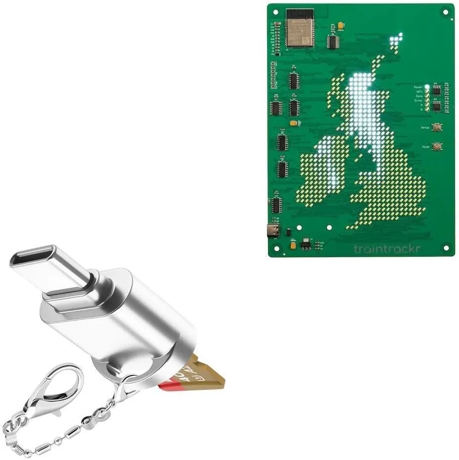 BoxWave Adapter Compatible with Traintrackr UK and Ireland Map Trackr - Micro SD Card miniReader, USB Type-C OTG Reader USB3.0 Adapter Keychain - Metallic Silver