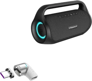 BoxWave Adapter Compatible with Tronsmart Bang Mini Portable Party Speaker - MagnetoSnap PD Angle Adapter, Magnetic Charging Connector Device Saver - Metallic Silver
