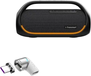 BoxWave Adapter Compatible with Tronsmart Bang Outdoor Party Speaker - MagnetoSnap PD Angle Adapter, Magnetic Charging Connector Device Saver - Metallic Silver