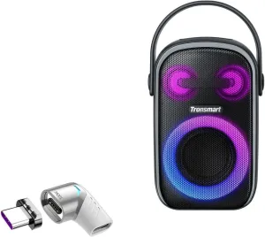 BoxWave Adapter Compatible with Tronsmart Halo 110 Portable Party Speaker - MagnetoSnap PD Angle Adapter, Magnetic Charging Connector Device Saver - Metallic Silver