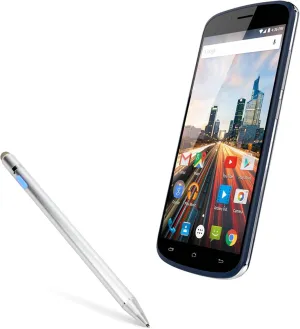 BoxWave Stylus Pen Compatible with Archos 50e Helium - AccuPoint Active Stylus, Electronic Stylus with Ultra Fine Tip - Metallic Silver