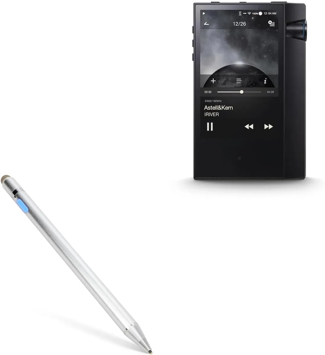BoxWave Stylus Pen Compatible with Astell & Kern AK70 MK II - AccuPoint Active Stylus, Electronic Stylus with Ultra Fine Tip - Metallic Silver