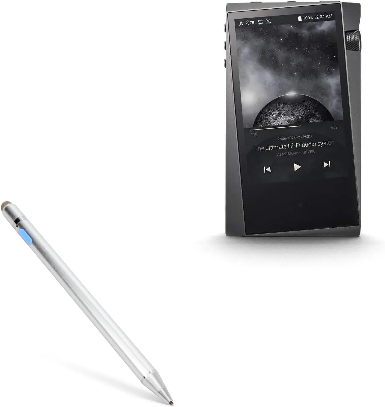 BoxWave Stylus Pen Compatible with Astell & Kern SR15 - AccuPoint Active Stylus, Electronic Stylus with Ultra Fine Tip - Metallic Silver
