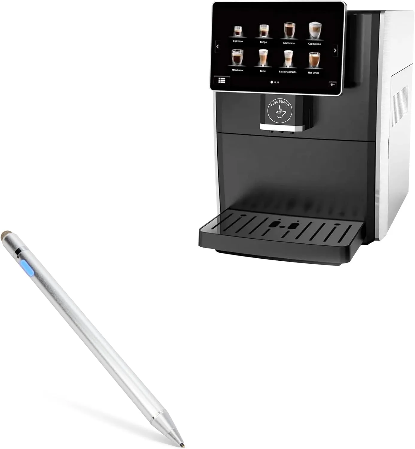 BoxWave Stylus Pen Compatible with Cafe Bueno CB-3000 - AccuPoint Active Stylus, Electronic Stylus with Ultra Fine Tip - Metallic Silver